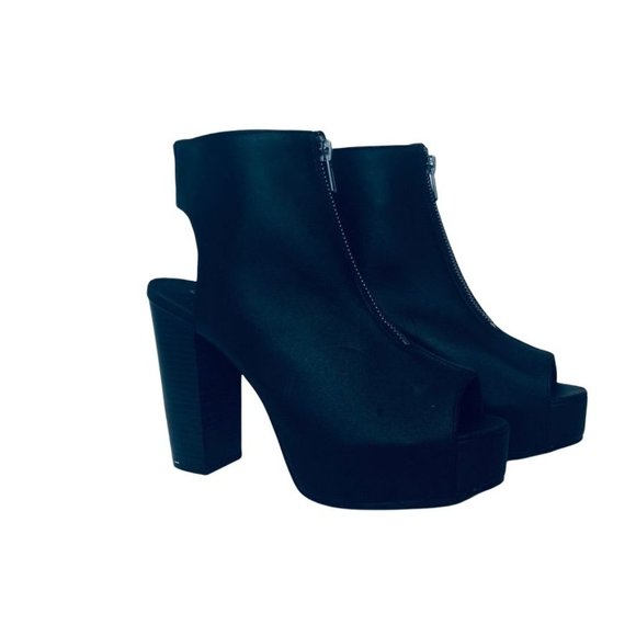 H&M Divided Women's Peep Toe Front Zipper Sandal Booties - Size 7 - Picture 1 of 7